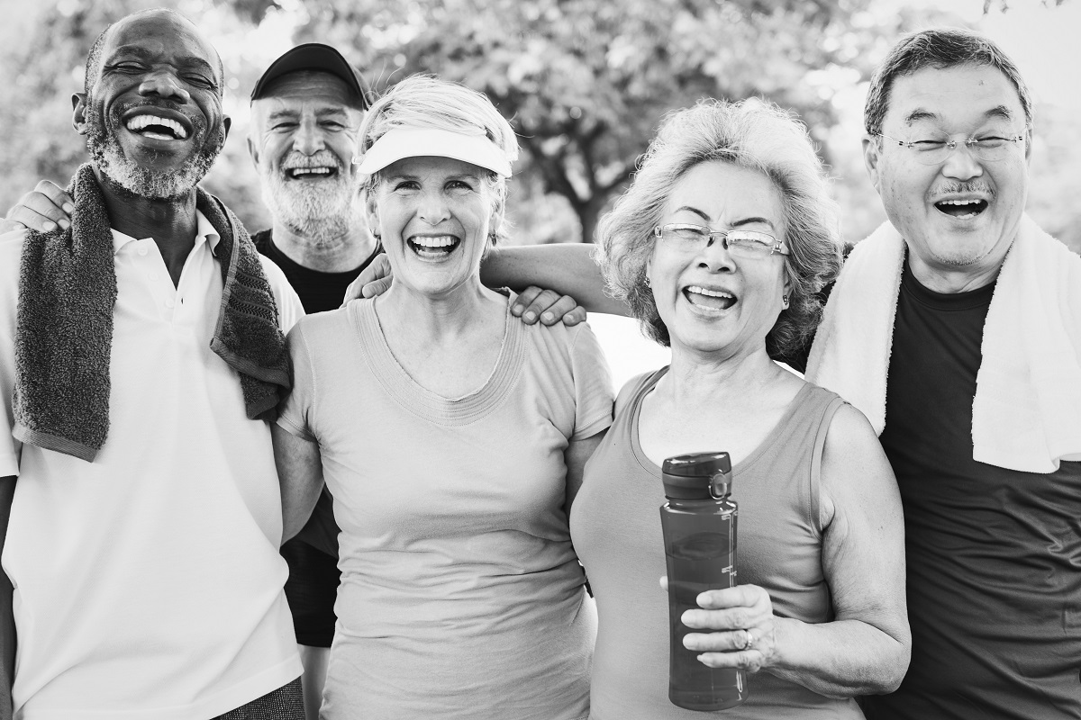 Group photo of senior friends   exercising together https://www.freepik.com/author/rawpix  el-com (illustrative purposes only).